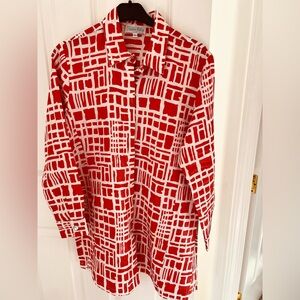 Charlotte Kellogg pristine coral linen blouse/tunic